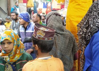लापरवाह मतदाता और कोरोनावायरस से रक्षा करते रक्षा मंत्री राजनाथ सिंह और उनके रक्षक