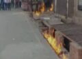 दयालबाग में ग्रीन गैस की पाइप लाइन में लगी आग