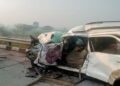 एक्सप्रेस-वे पर फॉर्च्यूनर और कंटेनर में आमने-सामने से भिड़ंत, दो की मौत