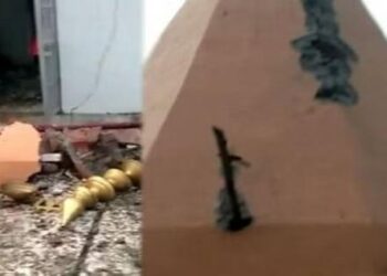 तूफान के साथ हुई तेज बारिश, मंदिर का गुंबद धराशाई