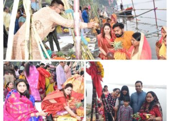 आस्था के महापर्व छठ पूजा पर यमुना घाट पर उमड़ी श्रद्धालुओं की भीड़