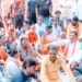 हिंदू महासभा ने थाने के बाहर किया प्रदर्शन
