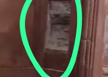 ताजमहल के दक्षिणी गेट का बड़ा लाल पत्थर गिरा