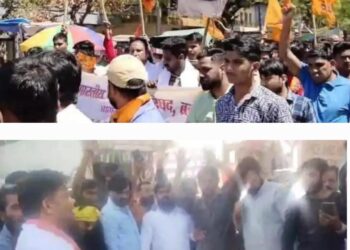 राणा सांगा को गद्दार बताने वाले बयान पर क्षत्रिय महासभा और विद्यार्थी परिषद ने फूंका पुतला