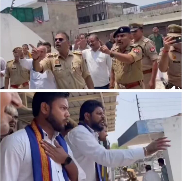 आंबेडकर की फोटो लगी टाइल्स देख भड़के भीम आर्मी के कार्यकर्ता, पुलिस से धक्का मुक्की