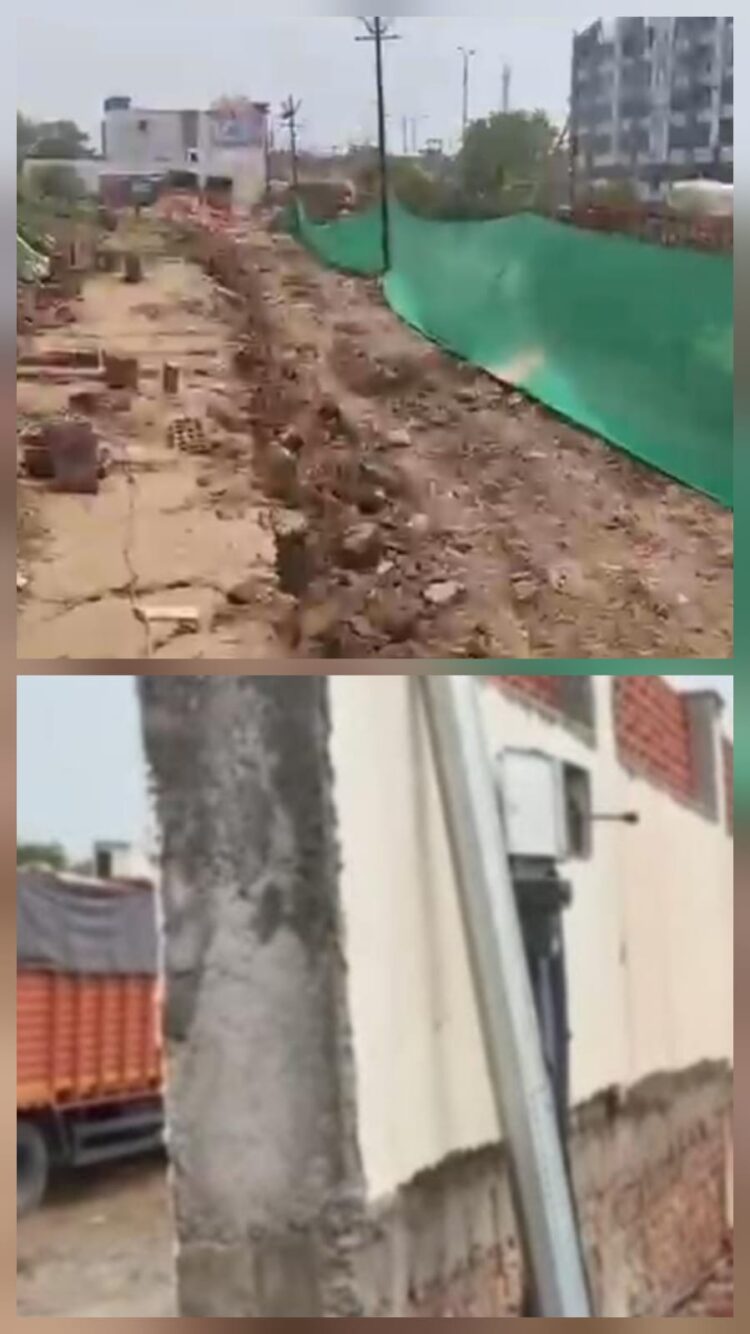 रात में ही नगर निगम ने गिरा दी बुद्धा पार्क की दीवार